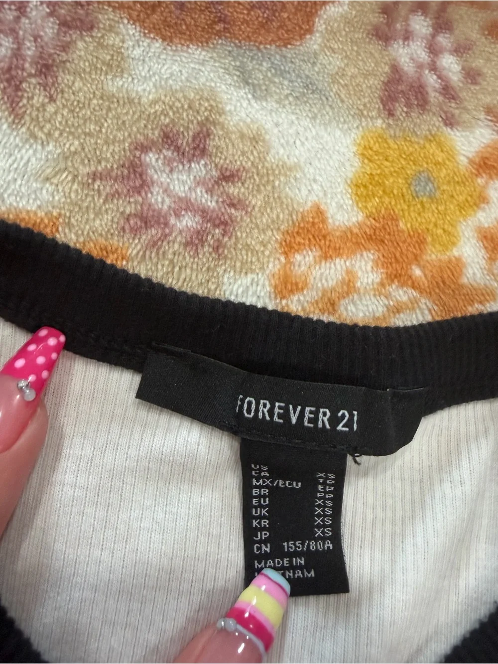 Forever 21 White Ribbed Tank with Black Trim Accents